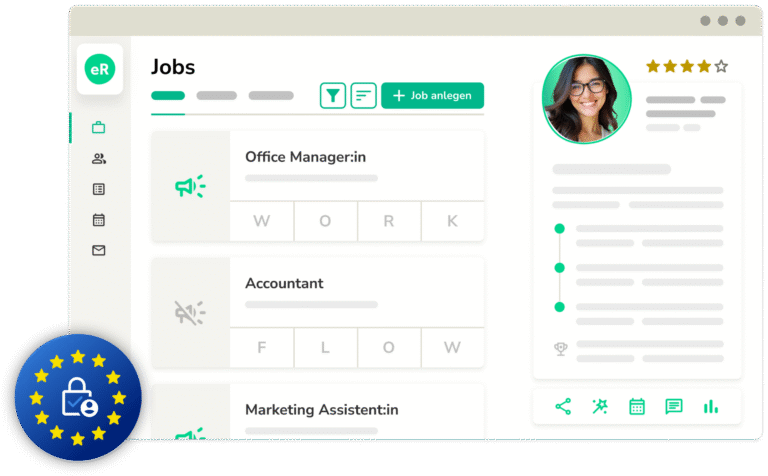 Animation der neuen eRecruiter Version Aurora mit Hinweis auf DSGVO
