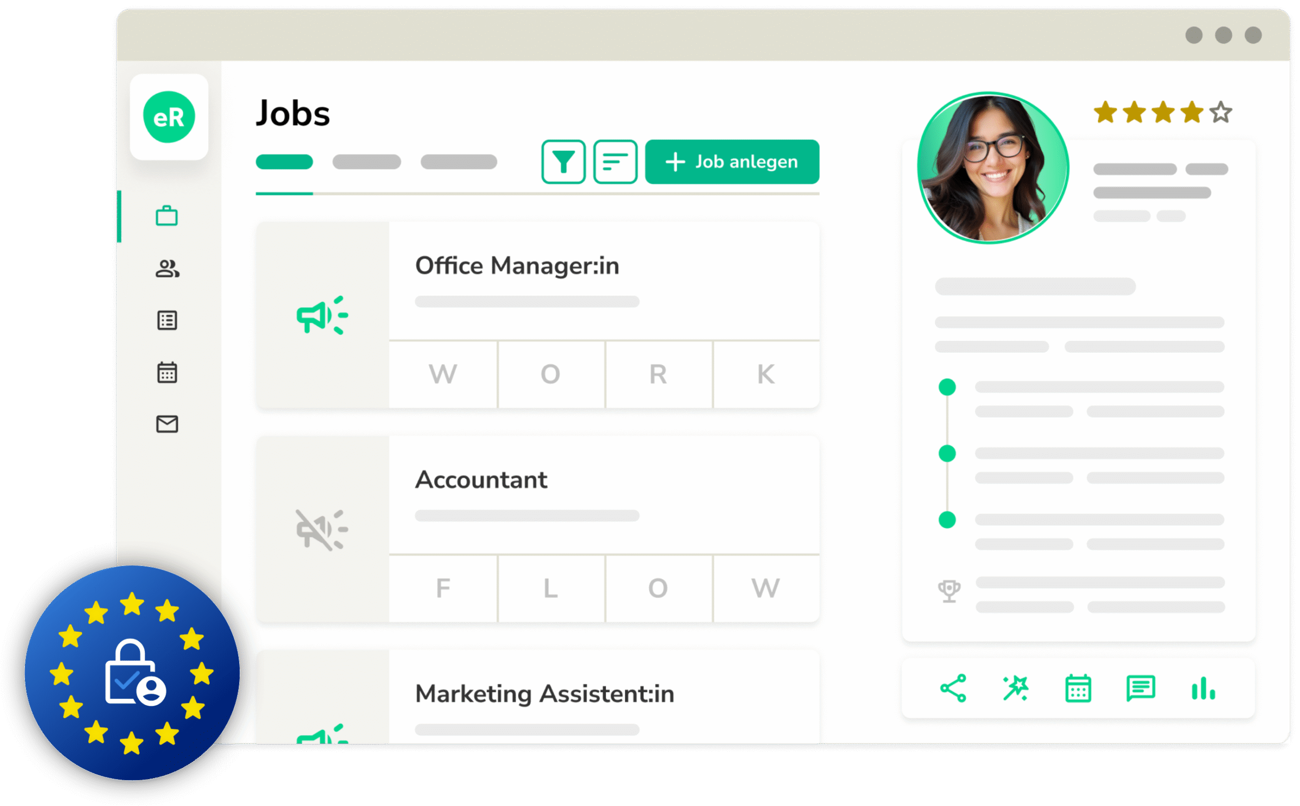 Animation der neuen eRecruiter Version Aurora mit Hinweis auf DSGVO